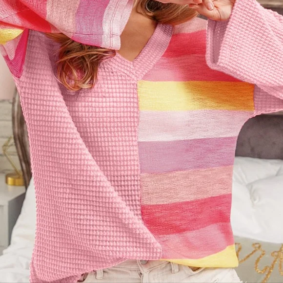 Pink Dreamland Striped Contrast Top - Picture 5 of 6